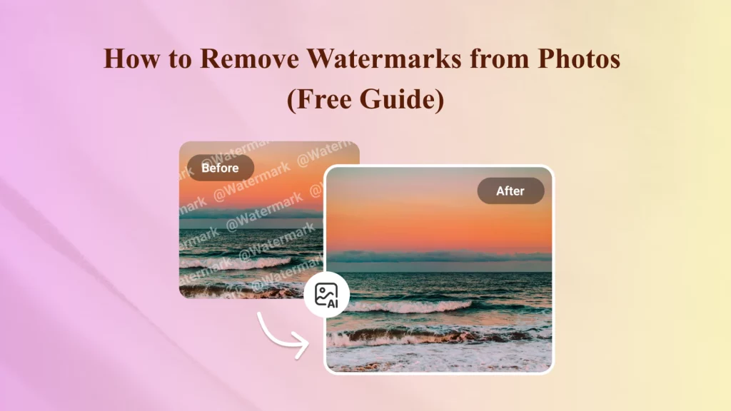 AI watermark remover before and after comparison — how to remove watermark from image online free.