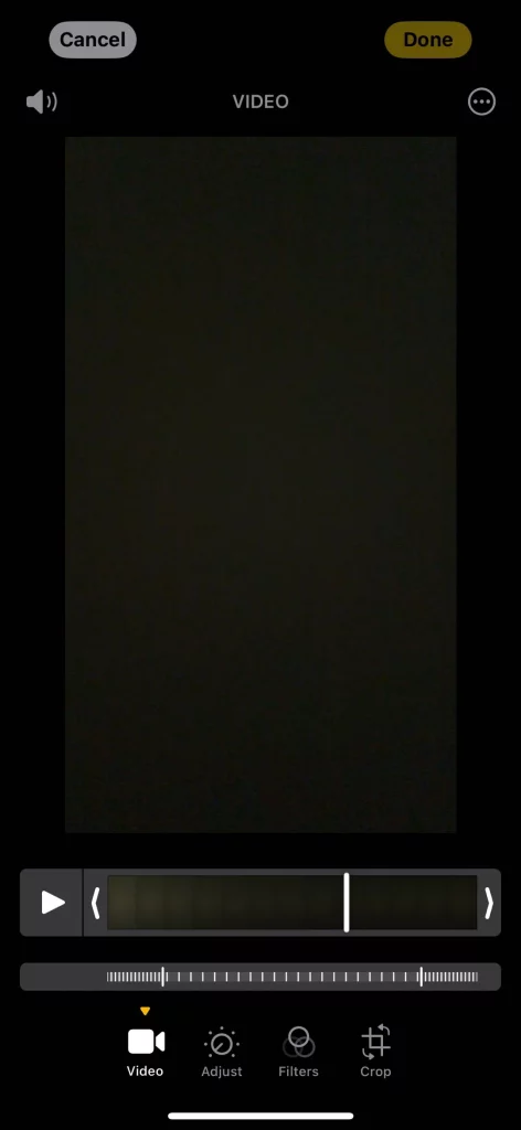 iPhone Photos app editing interface showing timeline and slow-motion range markers, demonstrating how to adjust which parts of a SLO-MO video play in slow motion.
