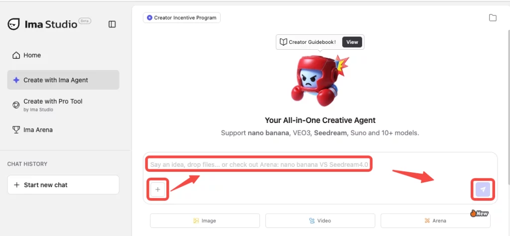 Step-by-step interface showing how to remove watermark using Ima Studio