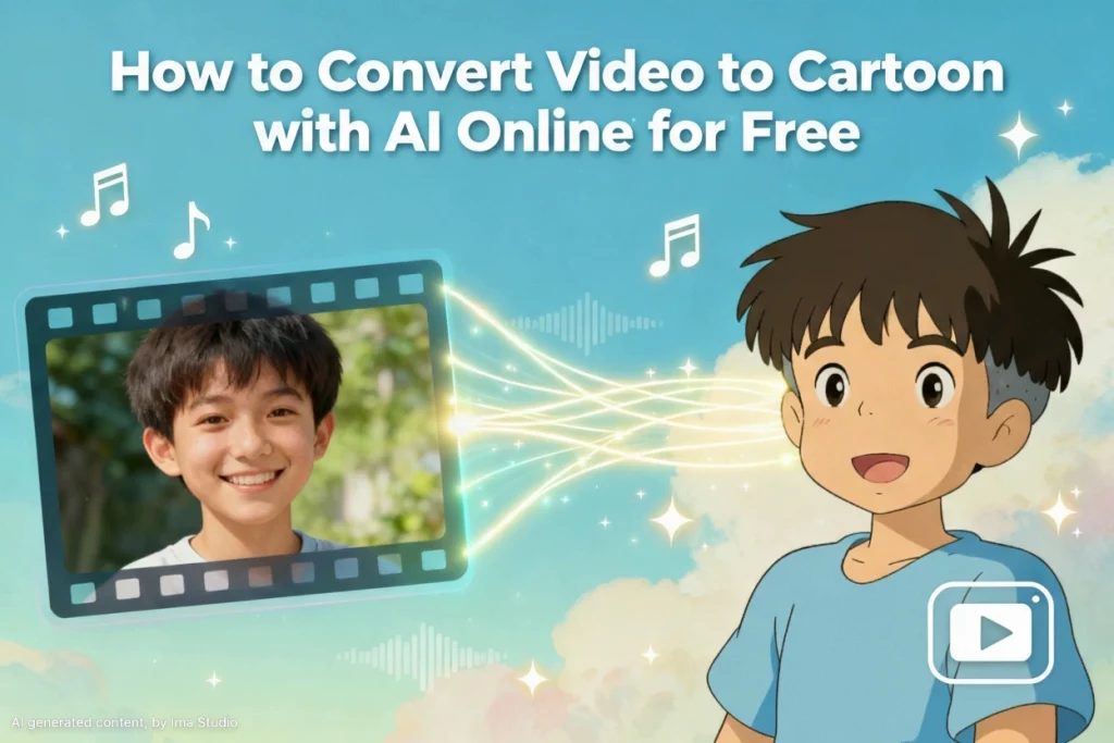 How to convert video to cartoon online for free using Ima Studio’s AI cartoon video generator — simple, fast, and creative.