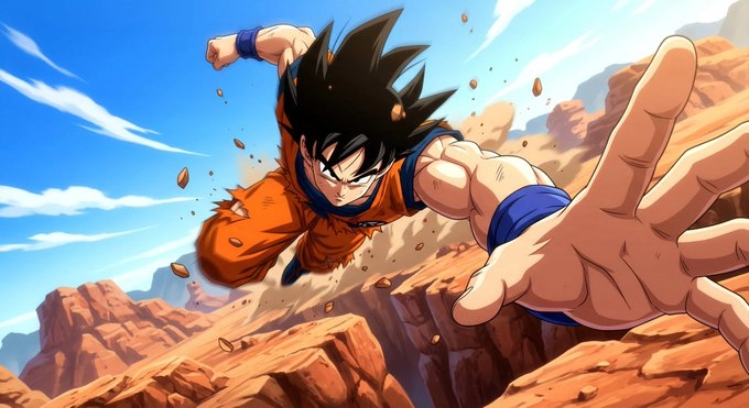 Nano Banana Pro generating a high-quality anime action pose with accurate perspective and cleaner details.