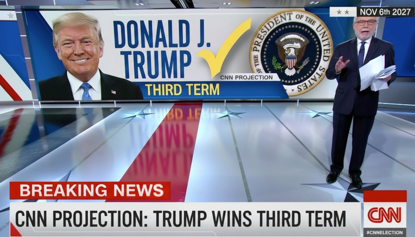 Nano Banana Pro AI generating a realistic news broadcast scene featuring Donald Trump with correct reflections and lighting.