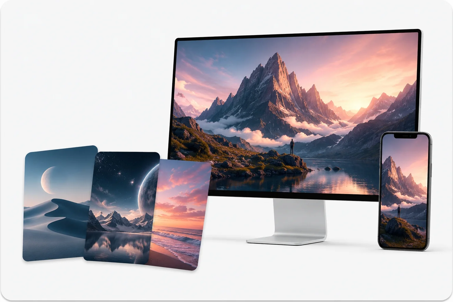 ImaStudio AI image generator creating 4K and 8K wallpapers for desktop and phone backgrounds