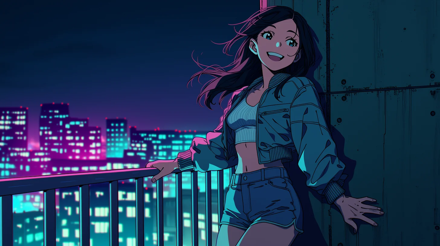 Generador de IA de chicas anime con indicaciones para escenas nocturnas en la ciudad