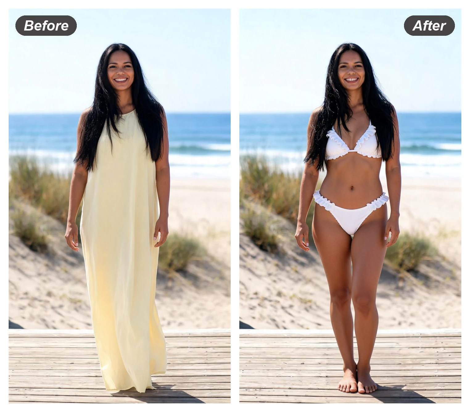 KI-Bikini-Tausch auf Ihren Urlaubsfotos
