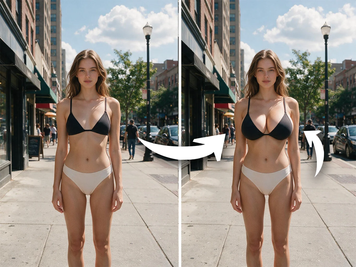 Bikini- und Bademodenaufnahmen mit größerer Oberweite