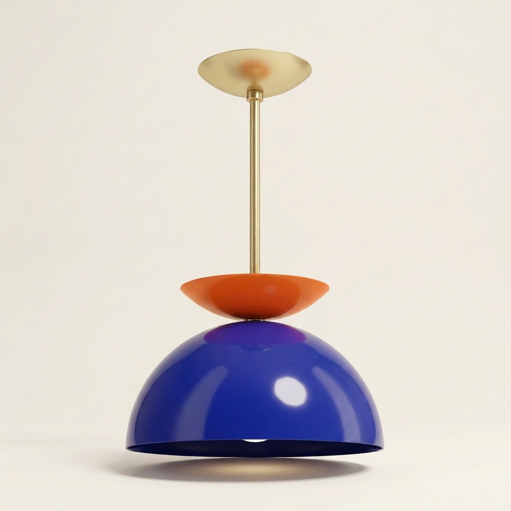 Nano Banana Pro edit changing the pendant lamp lower shade to cobalt blue