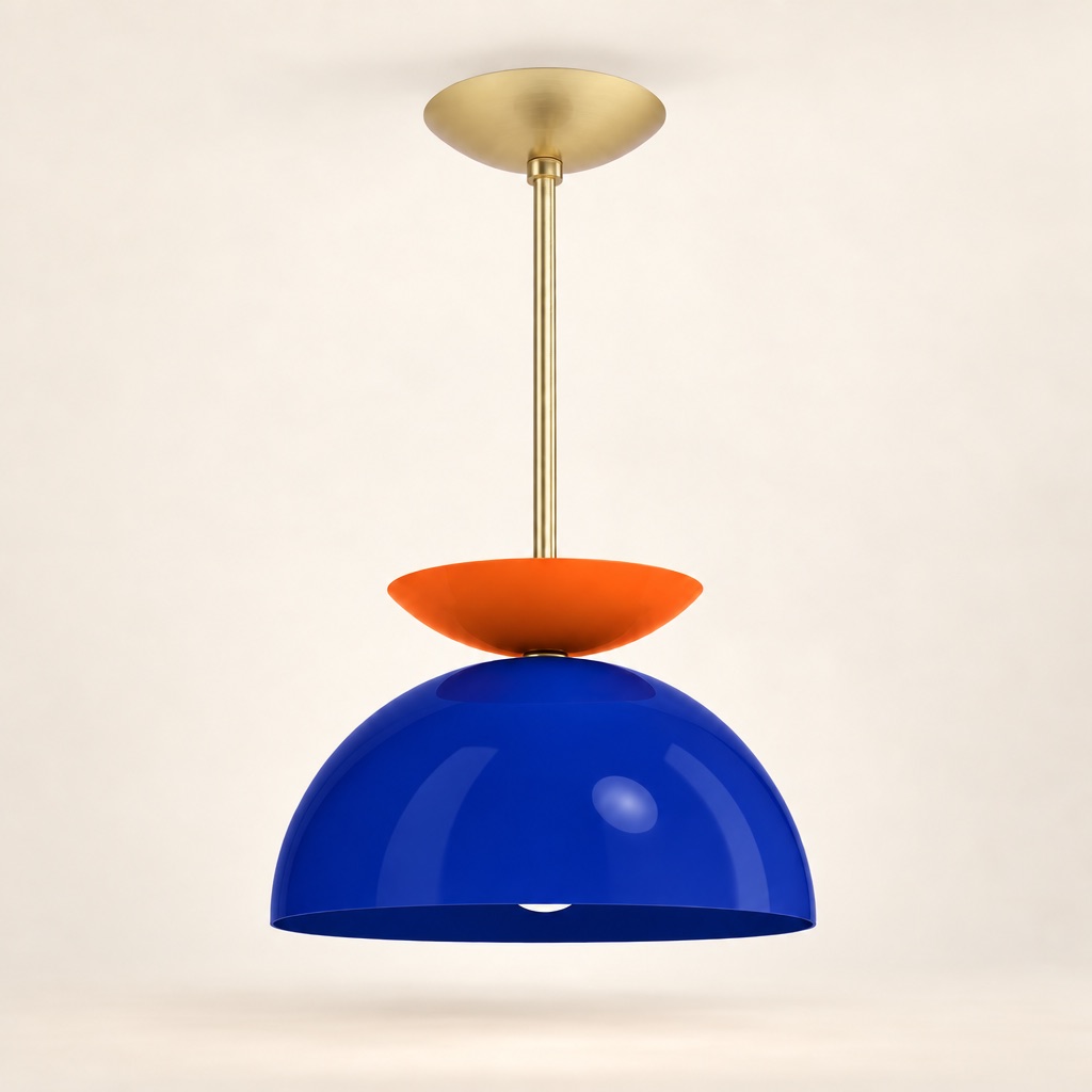 Sunburst edit changing only the pendant lamp lower shade to cobalt blue