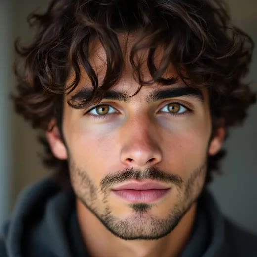 Typical AI: glossy skin and a generic face