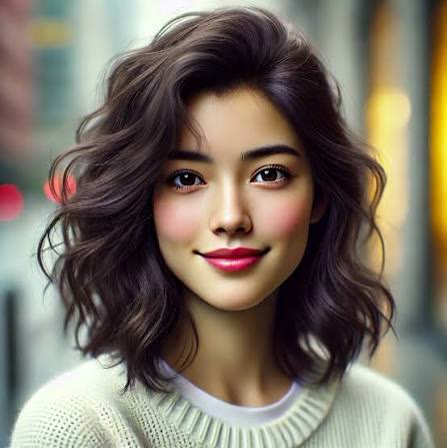 Typical AI: glossy skin and a generic face