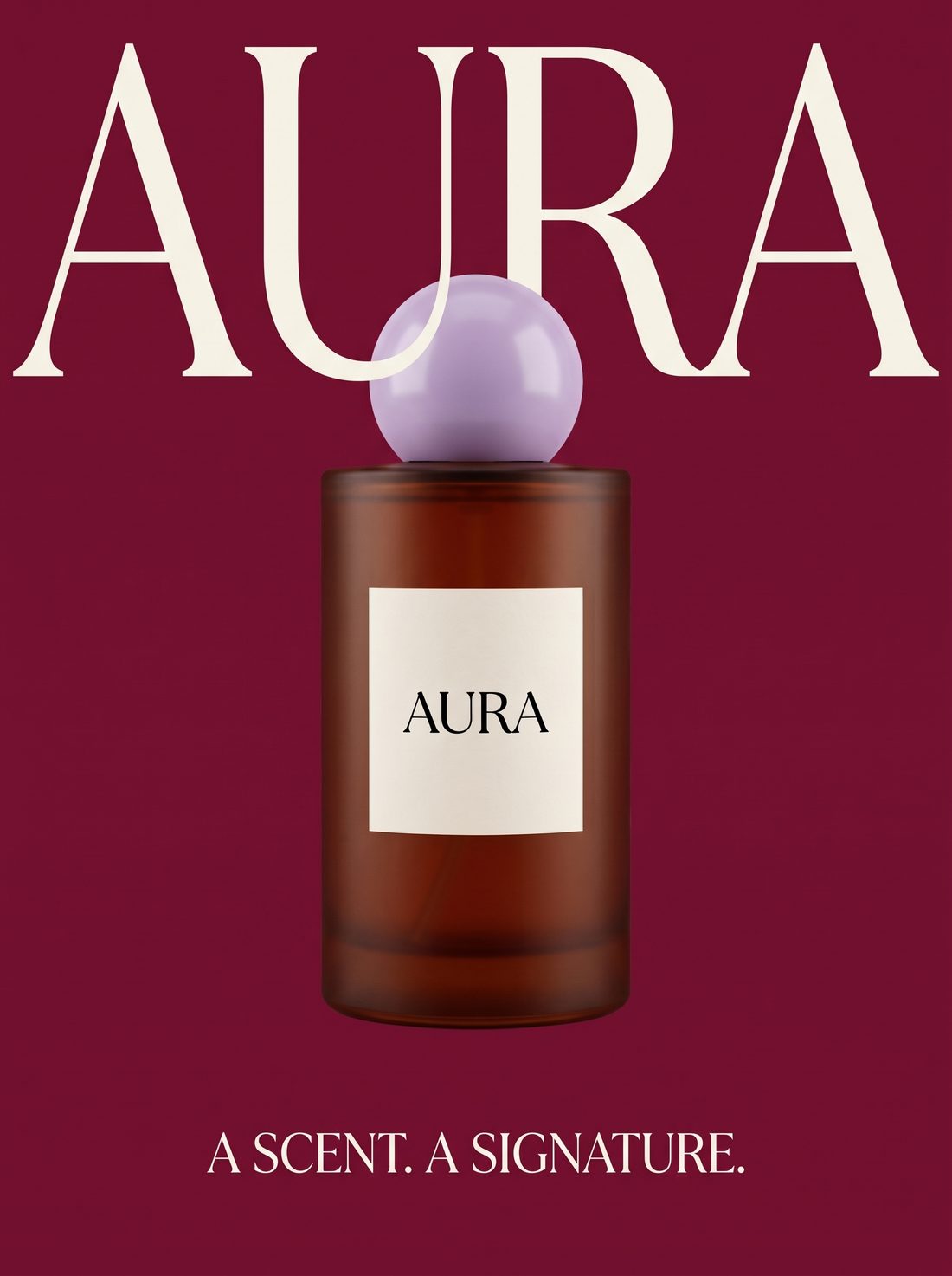 Nano Banana 2.0: “AURA” fills the upper half, the cap covers the lower edge of the lett